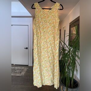 Studio East Women’s Shift Dress Sleeveless MIDI Yellow‎ Floral Size 8 Preloved